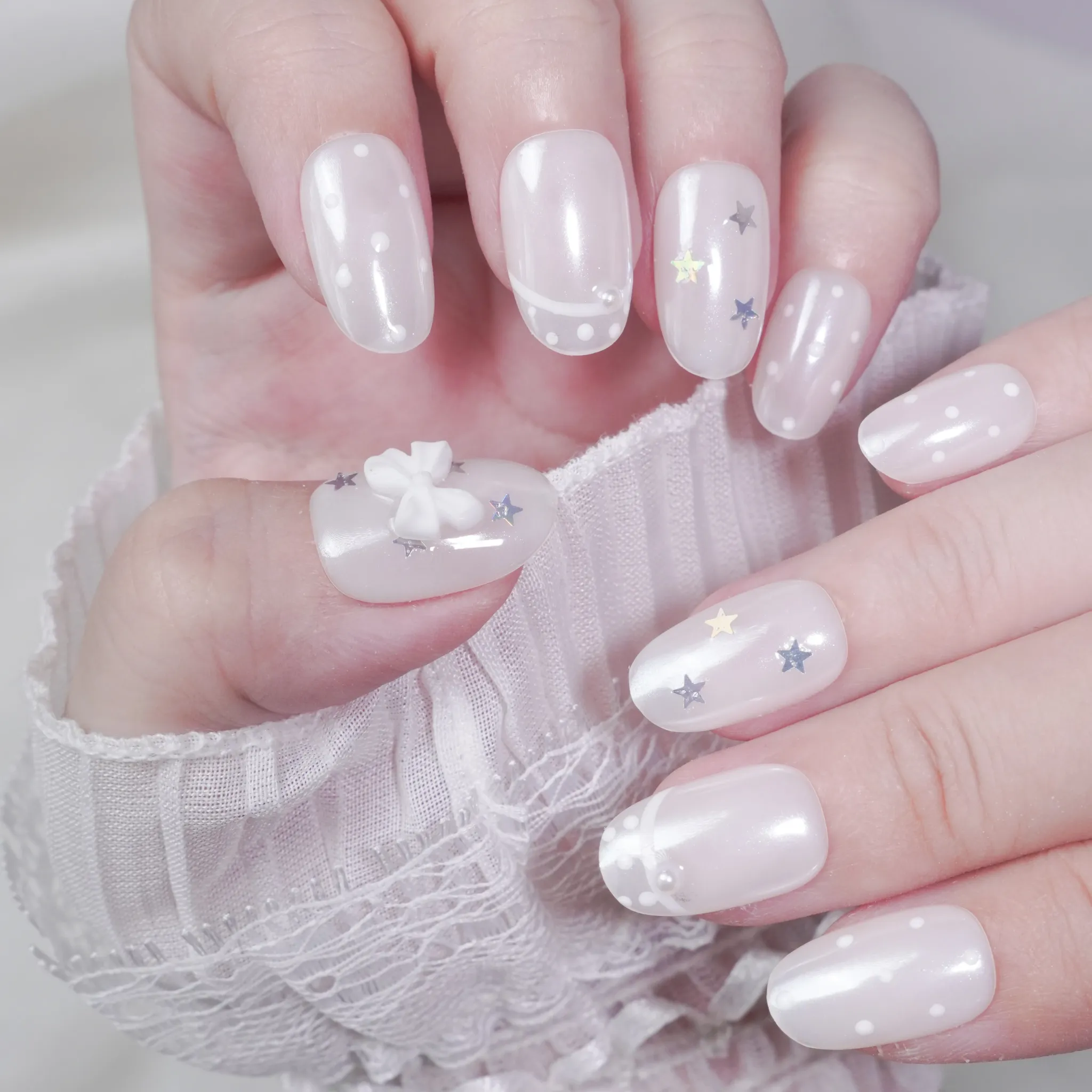 [M264] Nailbox Tráng Gương Đính Sao Và Nơ