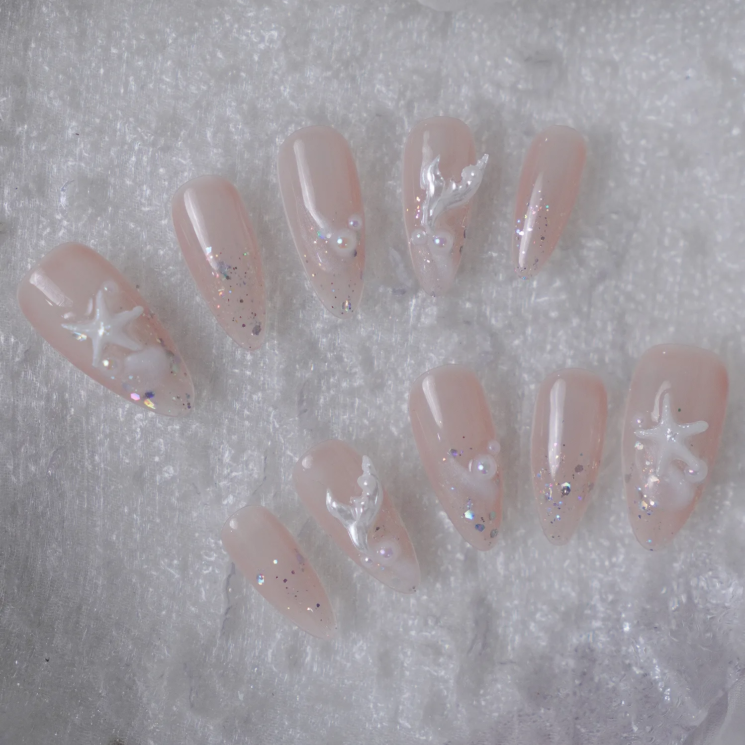 [M257] Nailbox thạch nude họa tiết sao biển