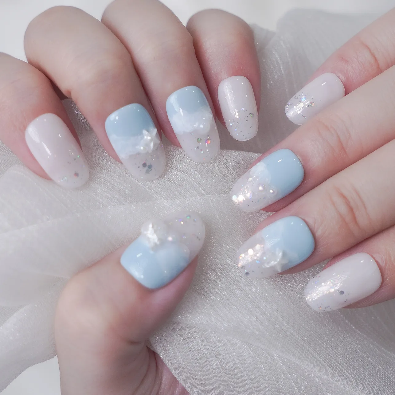 [M256] Nailbox thạch gạo mix xanh họa tiết sao biển dịu dàng