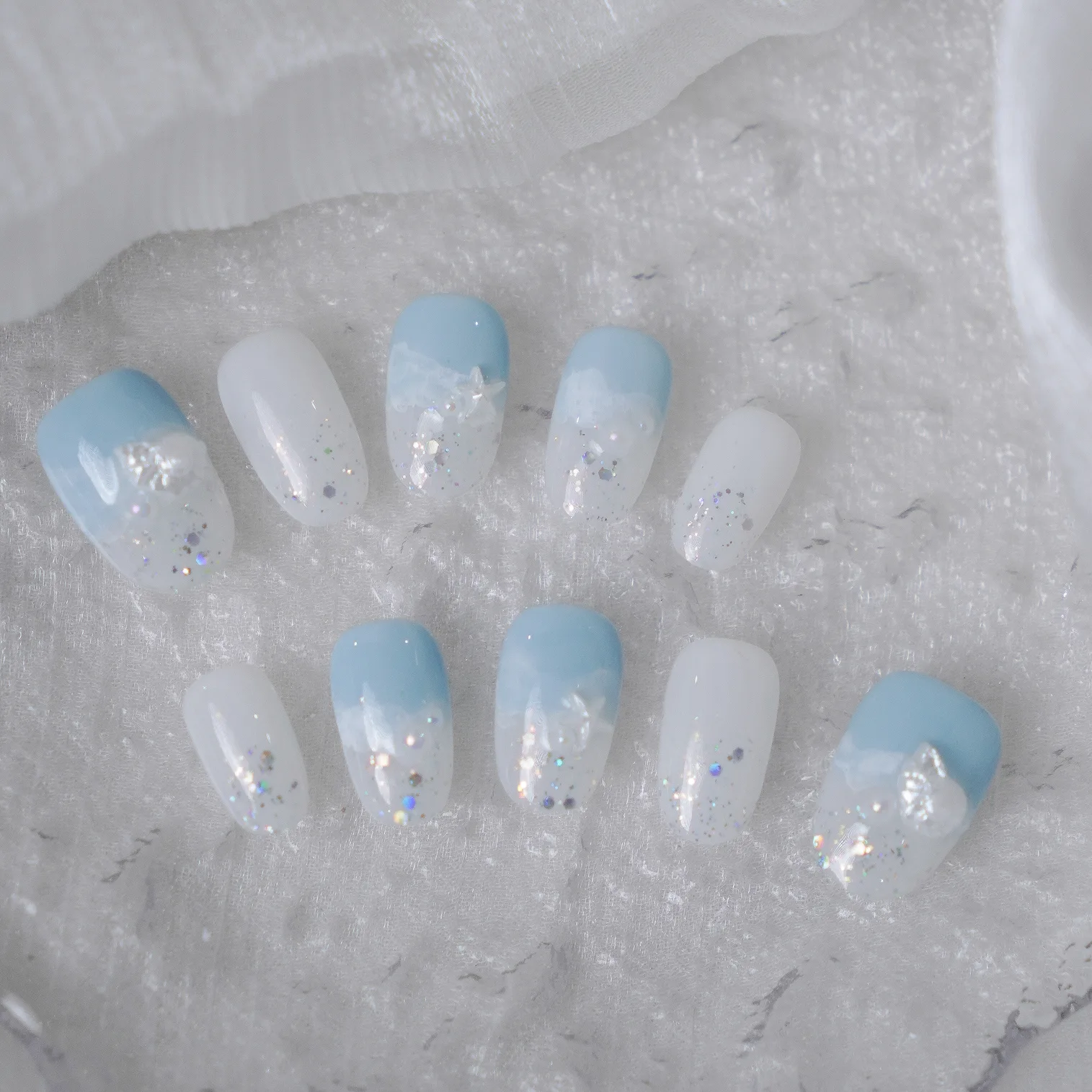[M256] Nailbox thạch gạo mix xanh họa tiết sao biển dịu dàng