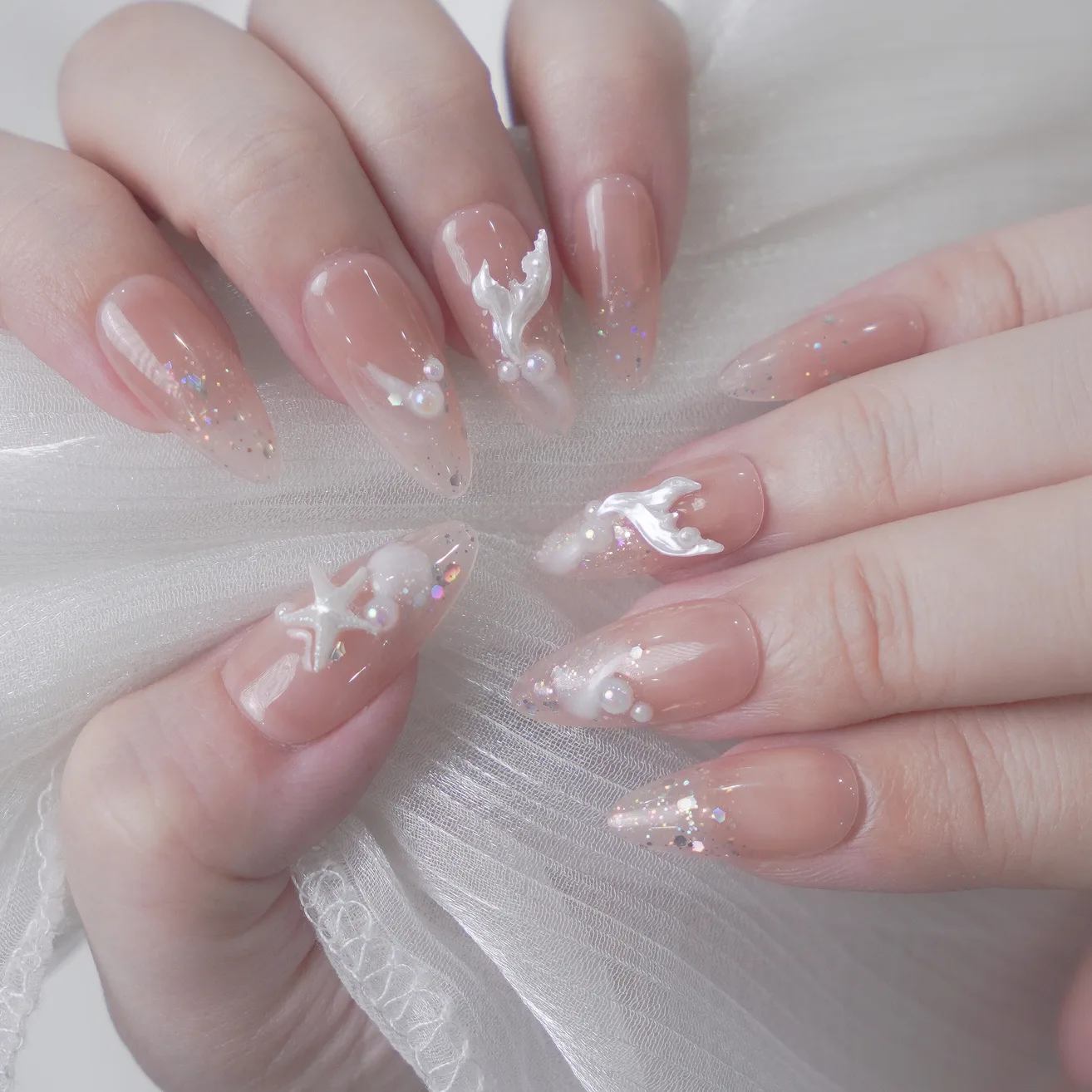 [M257] Nailbox thạch nude họa tiết sao biển