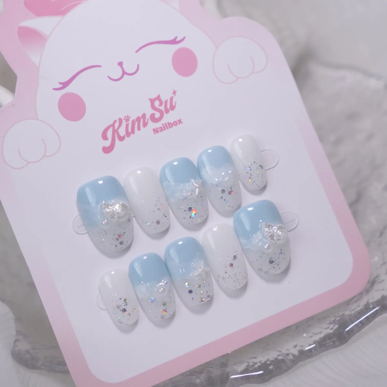 [M256] Nailbox thạch gạo mix xanh họa tiết sao biển dịu dàng