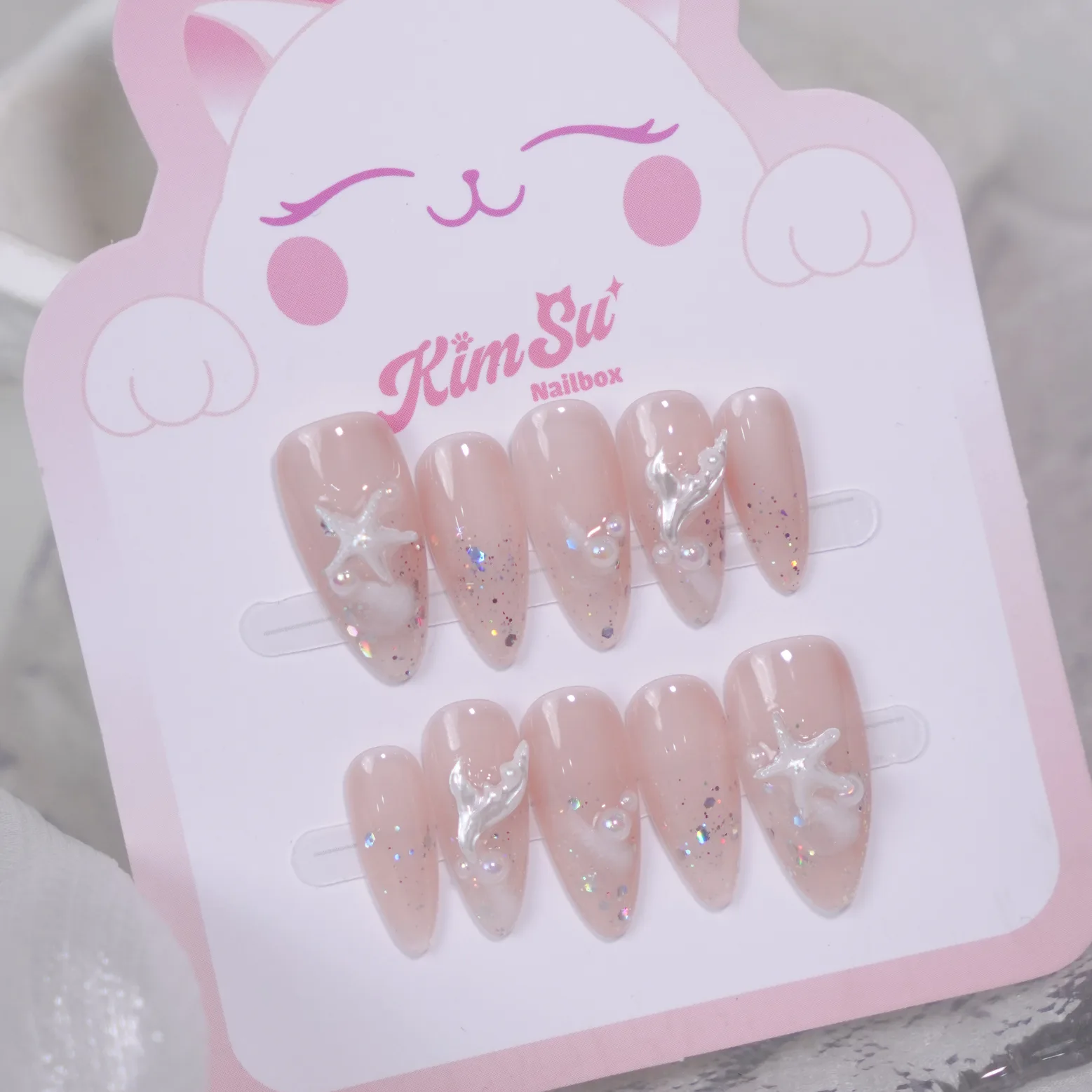 [M257] Nailbox thạch nude họa tiết sao biển