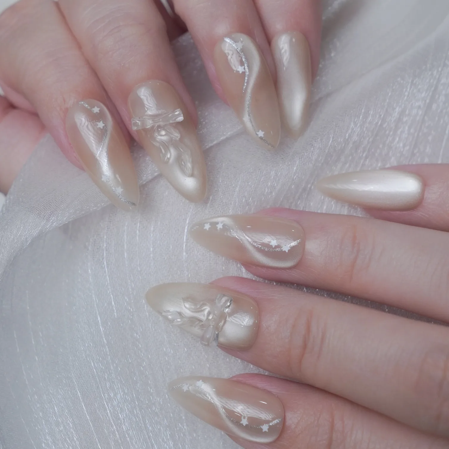 [M252] Nailbox thạch mắt mèo sóng đính nơ