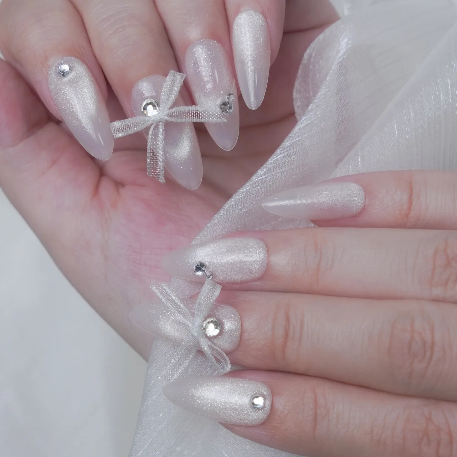 [M248] Nailbox thạch mắt mèo đính nơ mix đá