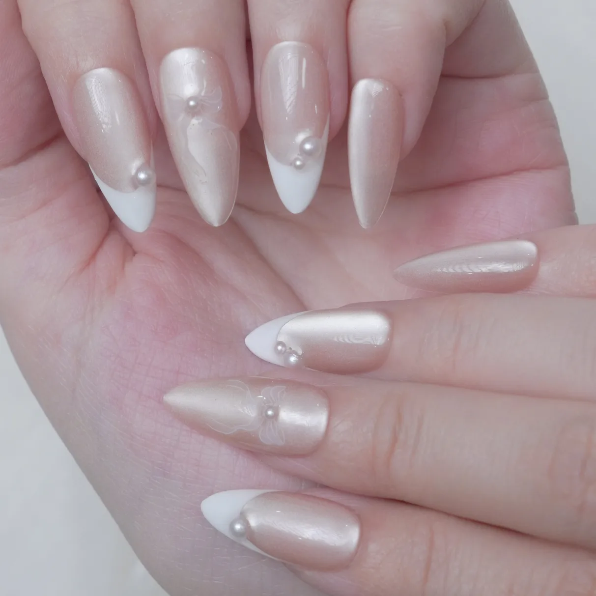 [M250] Nailbox thạch mắt mèo french đầu móng, nơ ẩn