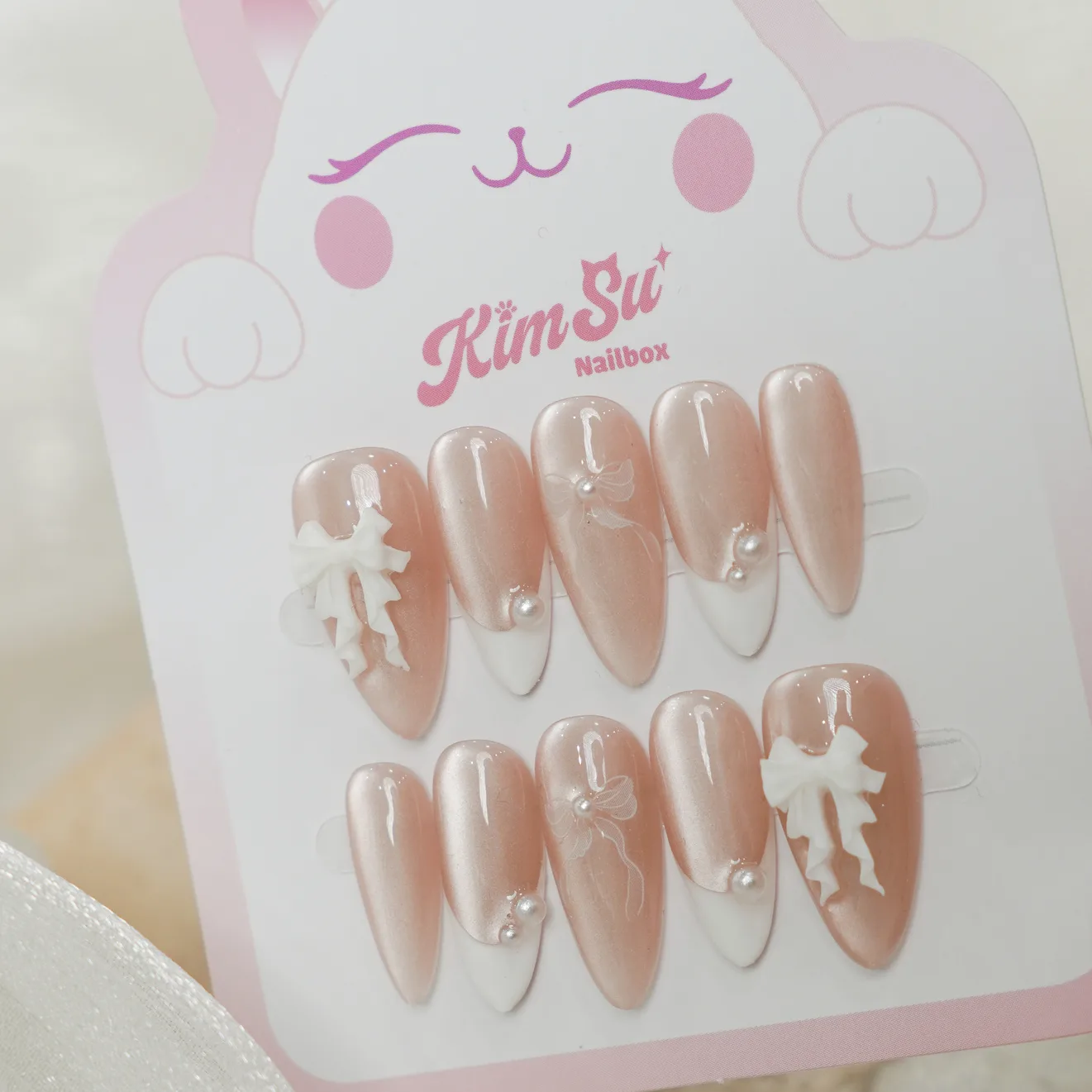 [M250] Nailbox thạch mắt mèo french đầu móng, nơ ẩn