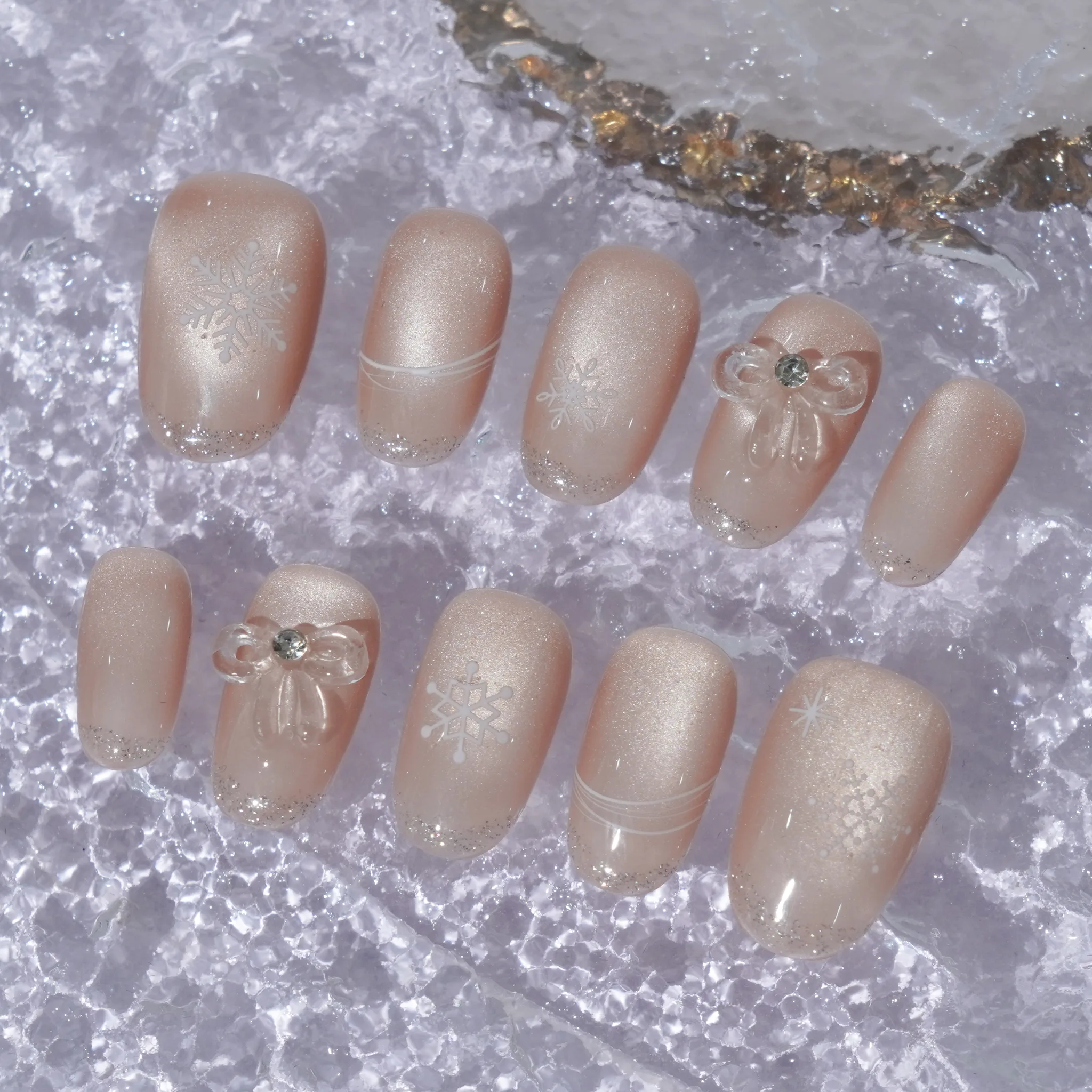 [M239] Nailbox mắt mèo nâu vàng bông tuyết tiểu thư (BST Giáng Sinh)