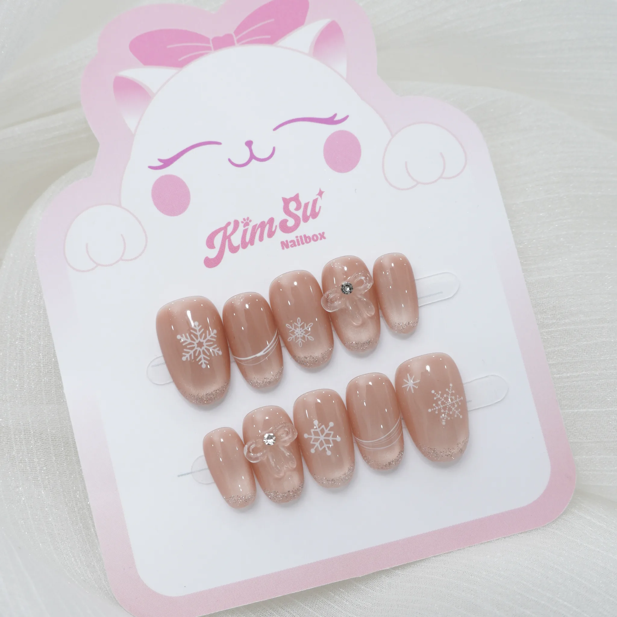 [M239] Nailbox mắt mèo nâu vàng bông tuyết tiểu thư (BST Giáng Sinh)