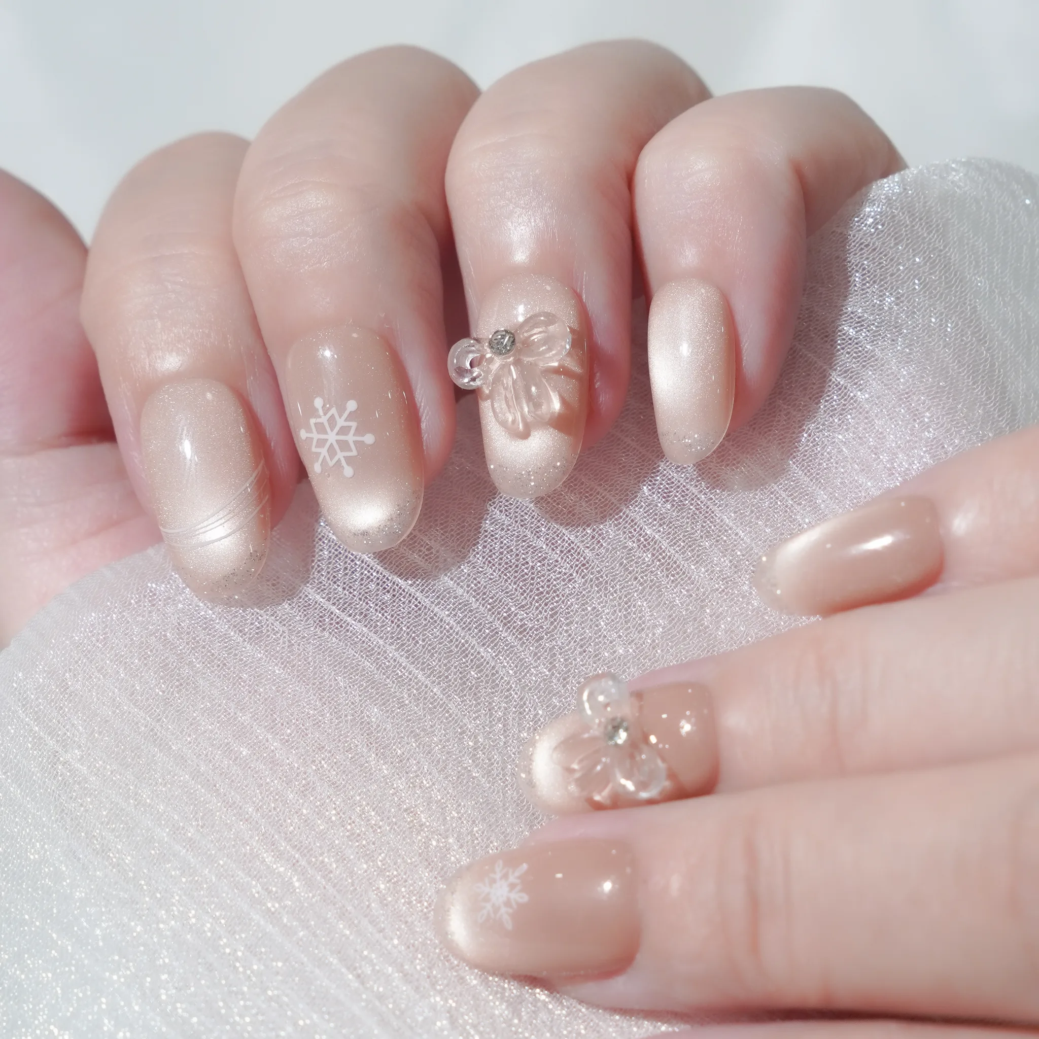 [M239] Nailbox mắt mèo nâu vàng bông tuyết tiểu thư (BST Giáng Sinh)