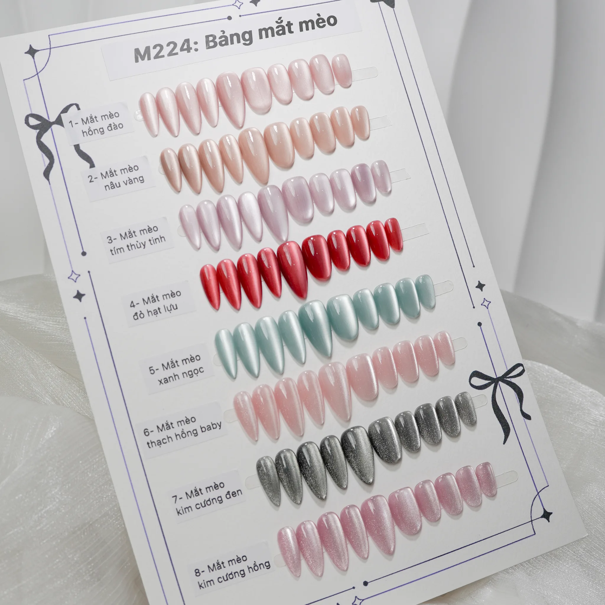 [M224] Nailbox Mắt Mèo Hồng Đào/Đỏ/Tím/Nâu Vàng...