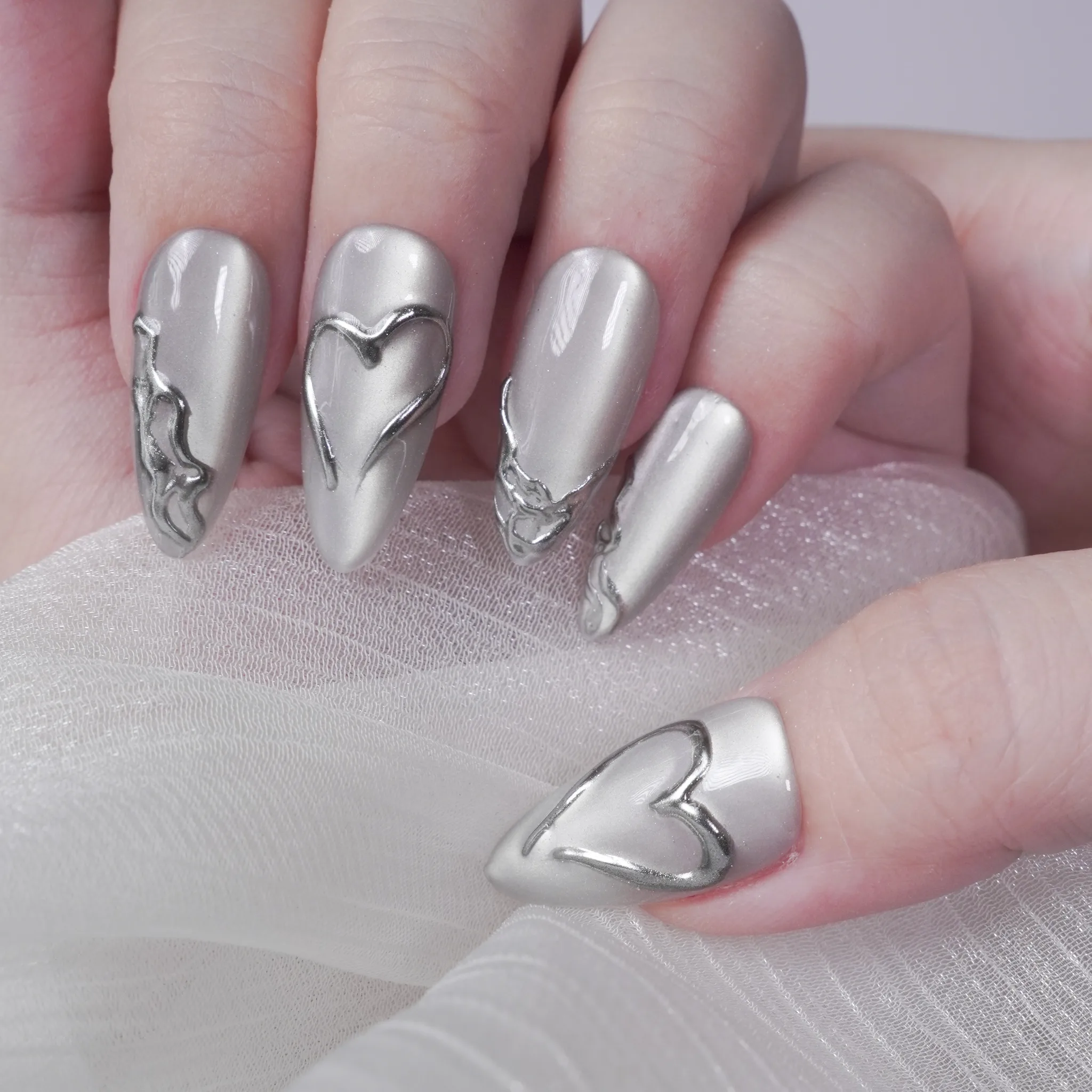[M268] Nailbox Mắt Mèo Ánh Nước Bạc Vẽ Gel Nổi Tráng Gương