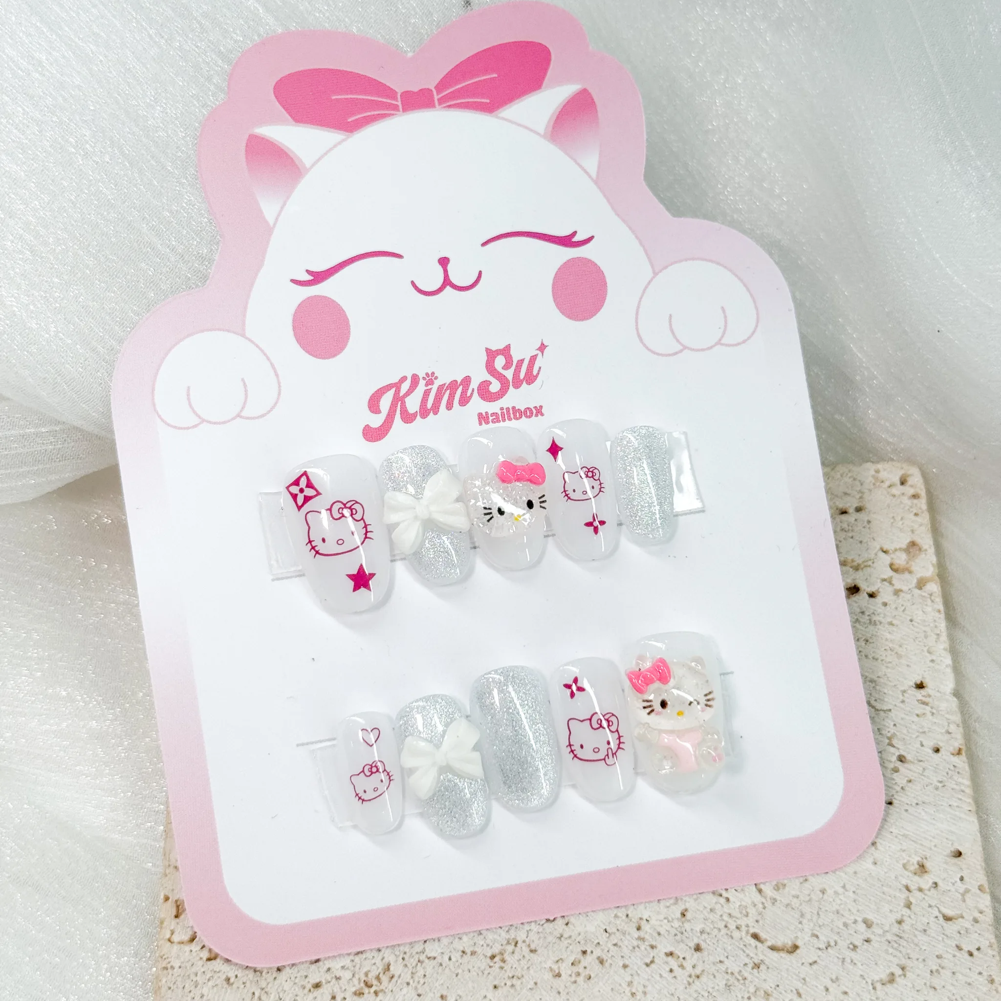 [M215] Nailbox Hello Kitty đính nơ