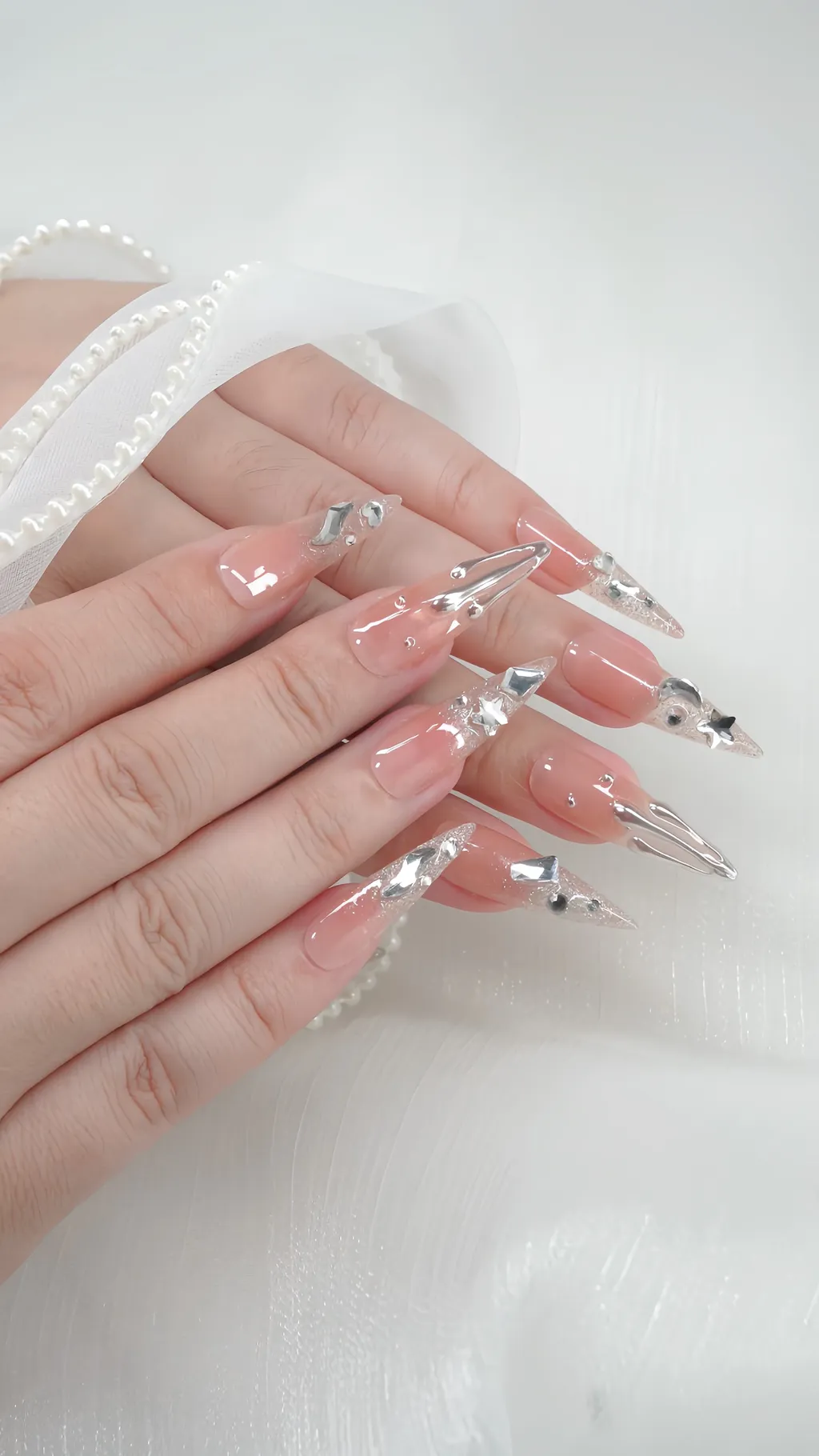 [M202] Nailbox thiết kế thạch nude đính đá
