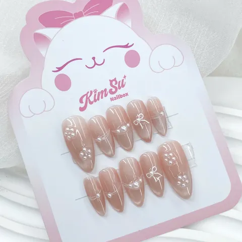 [M182] Nailbox thạch hồng hoa ngọc trai mắt mèo