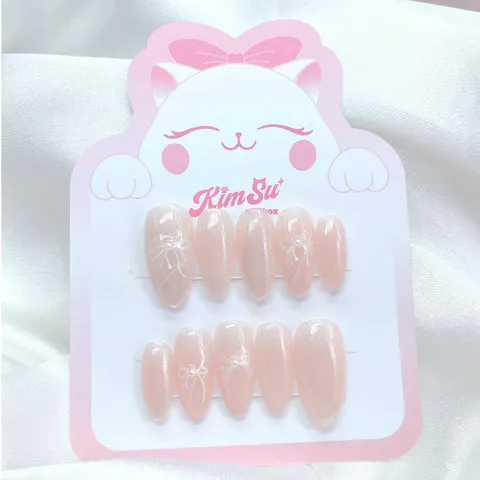 [M199] Nailbox thạch nude mắt mèo mix nơ dịu kha