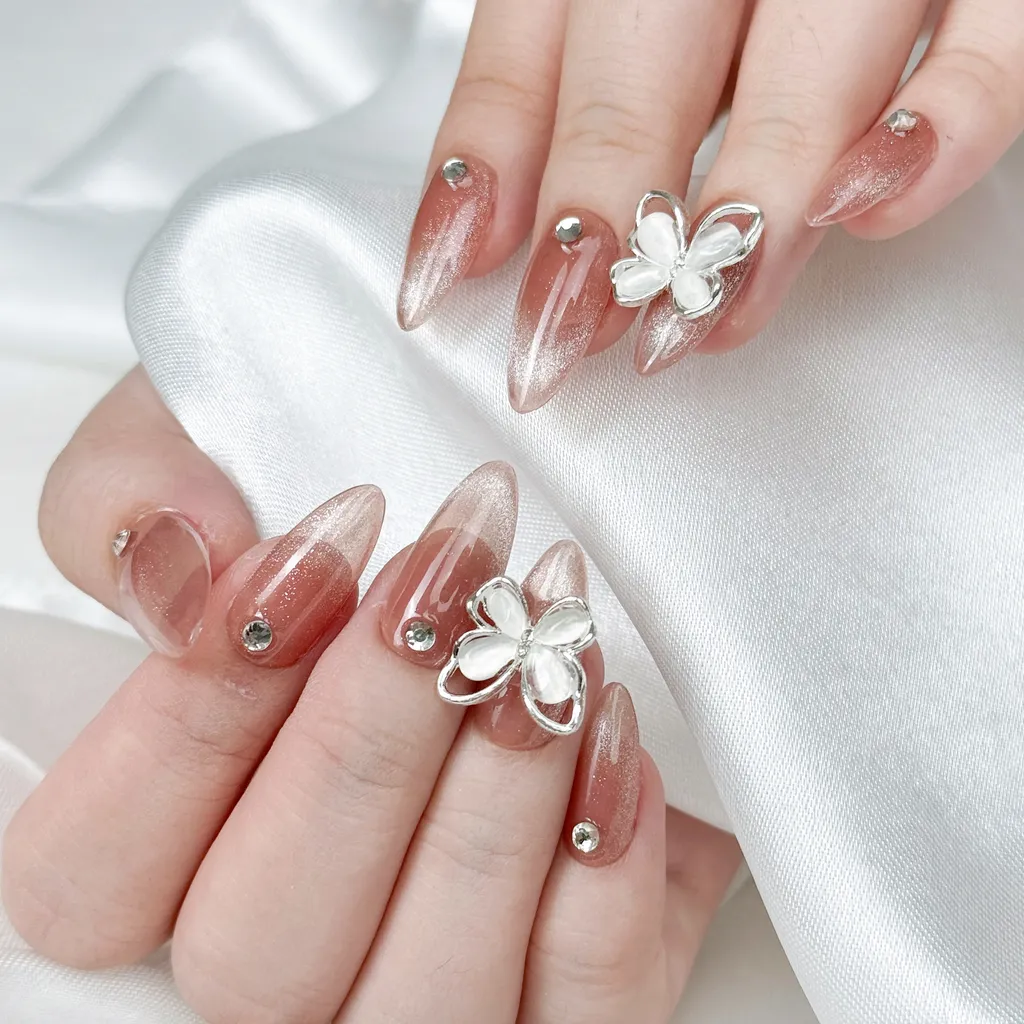 [M154] Nailbox mắt mèo thạch hồng đá hồ điệp