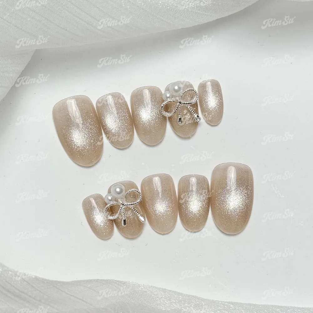 [M163] Nailbox thạch mắt mèo charm nơ