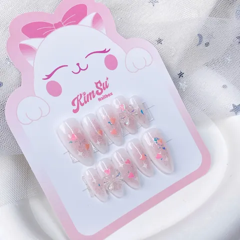 [M166] Nailbox thiết kế nhũ hồng ngọt ngào
