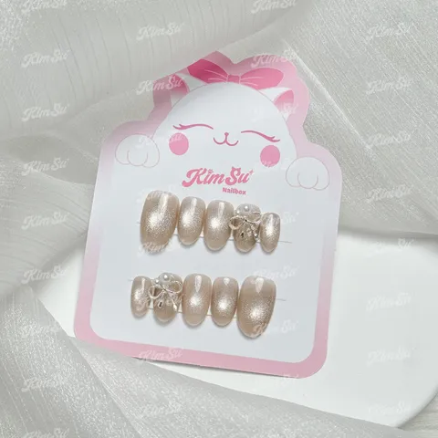 [M163] Nailbox thạch mắt mèo charm nơ