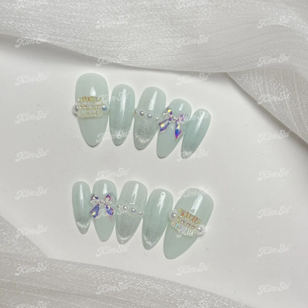 [M162] Nailbox xanh ngọc mix mắt mèo
