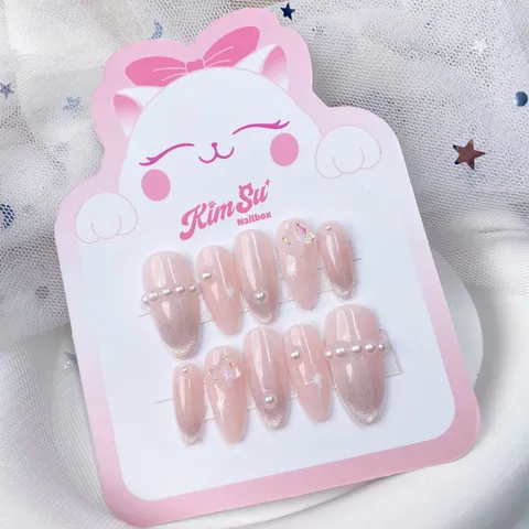 [M172] Nailbox thạch hồng nhẹ nhàng ngọc trai mắt mèo