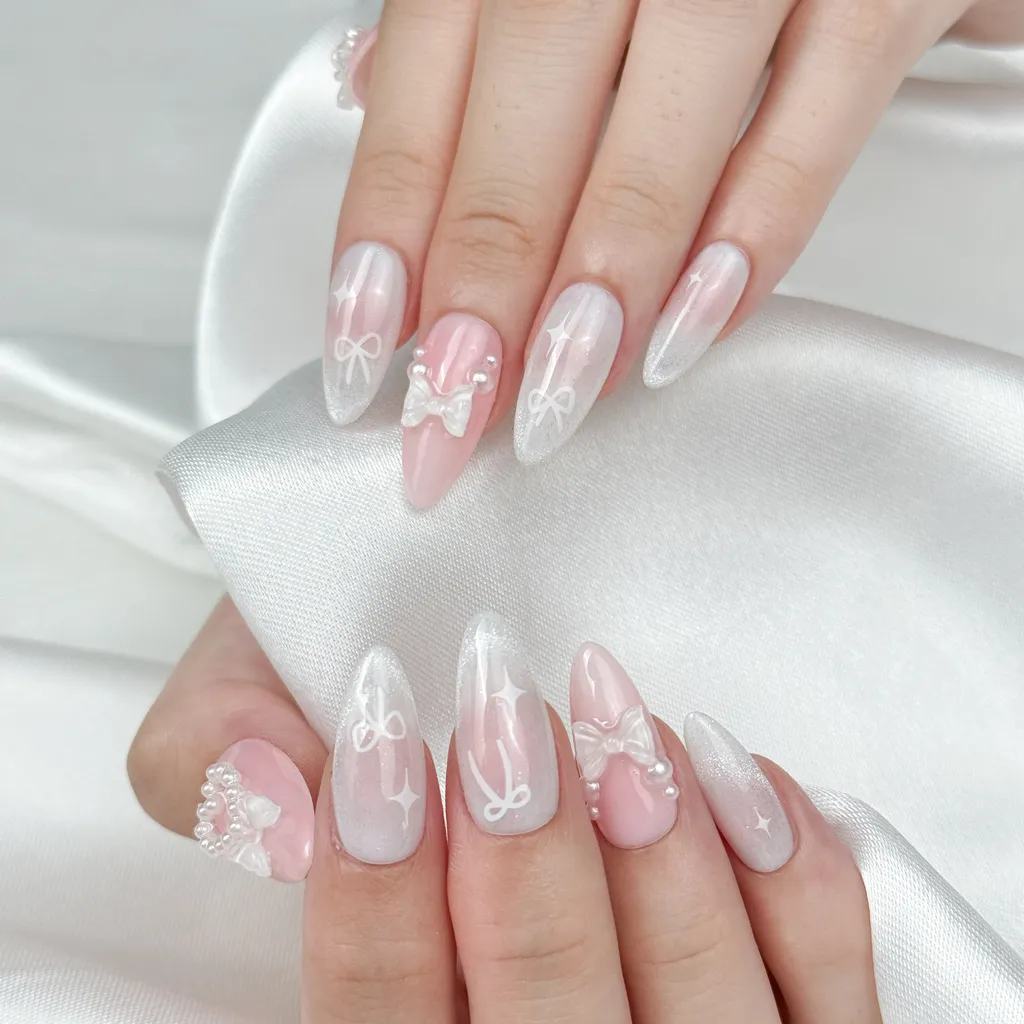 [M156] Nailbox thạch hồng mix mắt mèo nơ