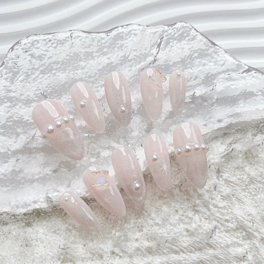 [M172] Nailbox thạch hồng nhẹ nhàng ngọc trai mắt mèo