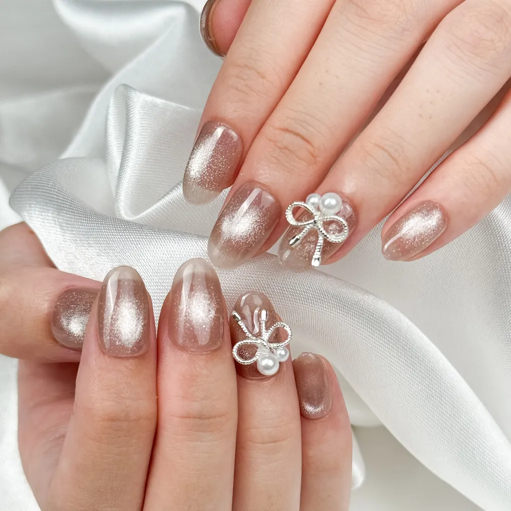 [M163] Nailbox thạch mắt mèo charm nơ