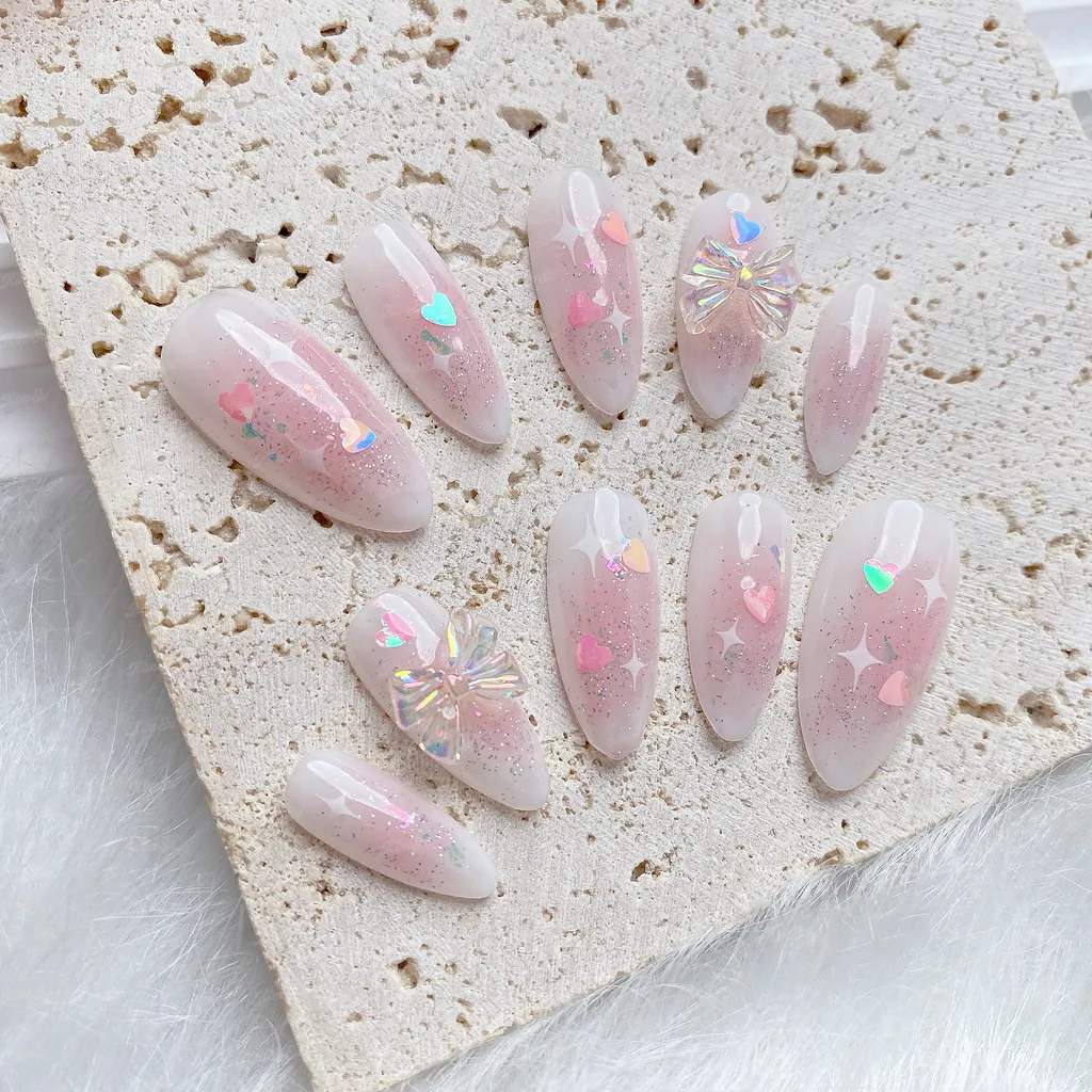 [M166] Nailbox thiết kế nhũ hồng ngọt ngào