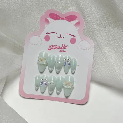 [M162] Nailbox xanh ngọc mix mắt mèo