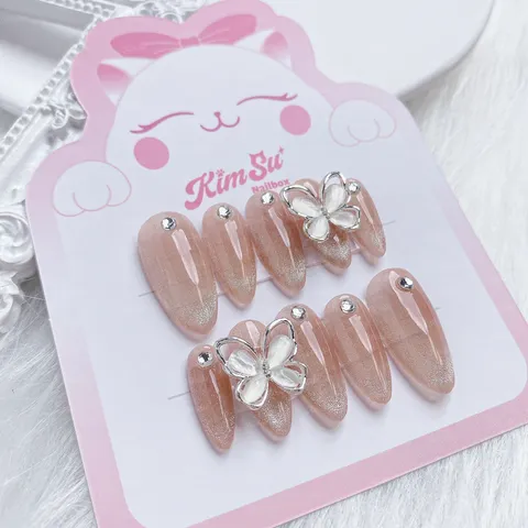 [M154] Nailbox mắt mèo thạch hồng đá hồ điệp