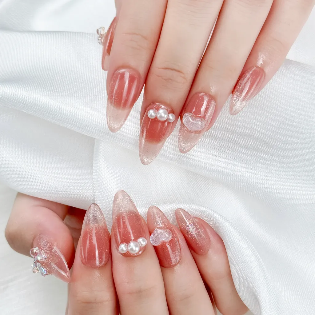 [M138] Nailbox kỷ yếu thạch mắt mèo ánh trăng đính nơ