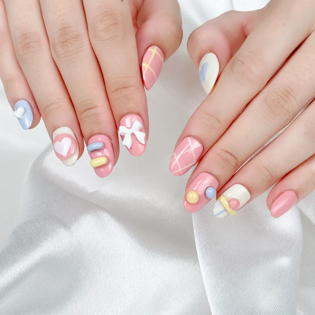 [M125] Nailbox gel nổi mix nơ hàn quốc