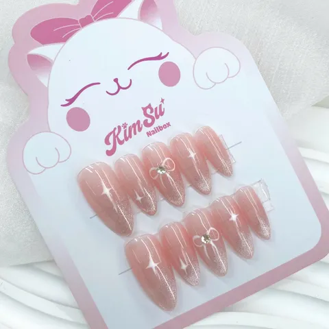 [M137] Nailbox thiết kế thạch mắt mèo nơ
