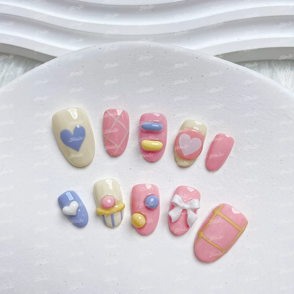 [M125] Nailbox gel nổi mix nơ hàn quốc