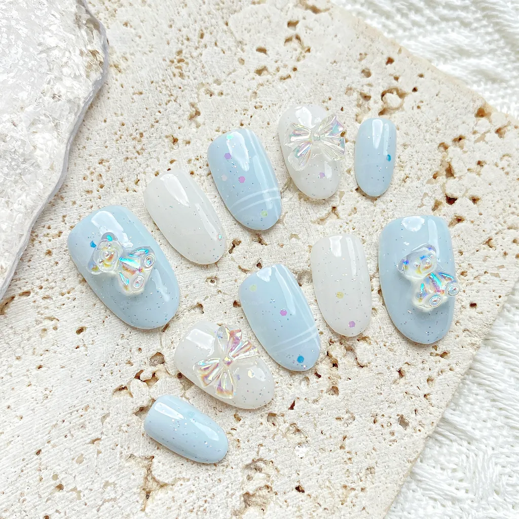 [M118] Nailbox gấu xanh nhũ vảy cá siêu sáng