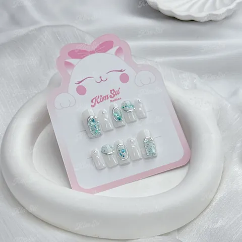 [M111] Nailbox trắng ẩn nhũ mix tráng gương