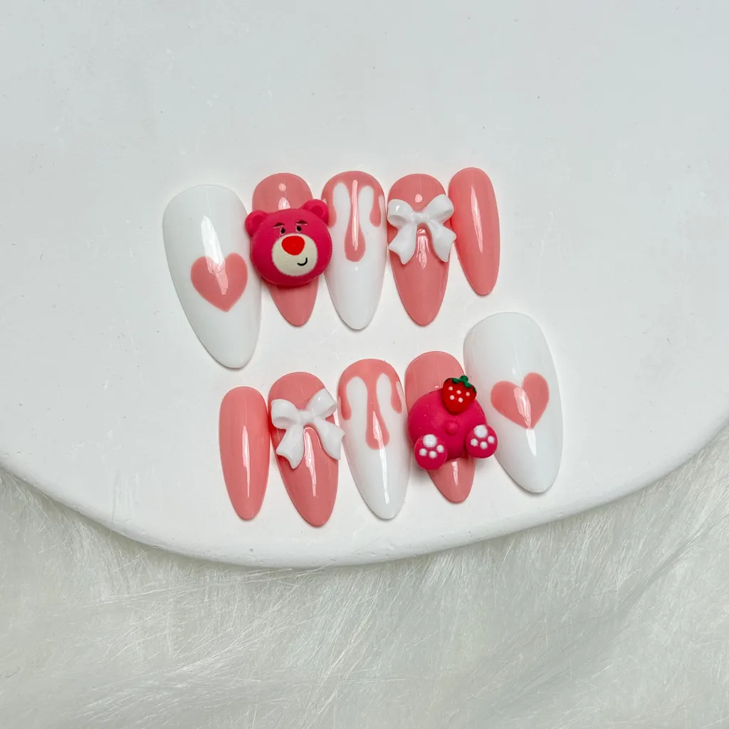 [M081] Nailbox hồng gấu dâu