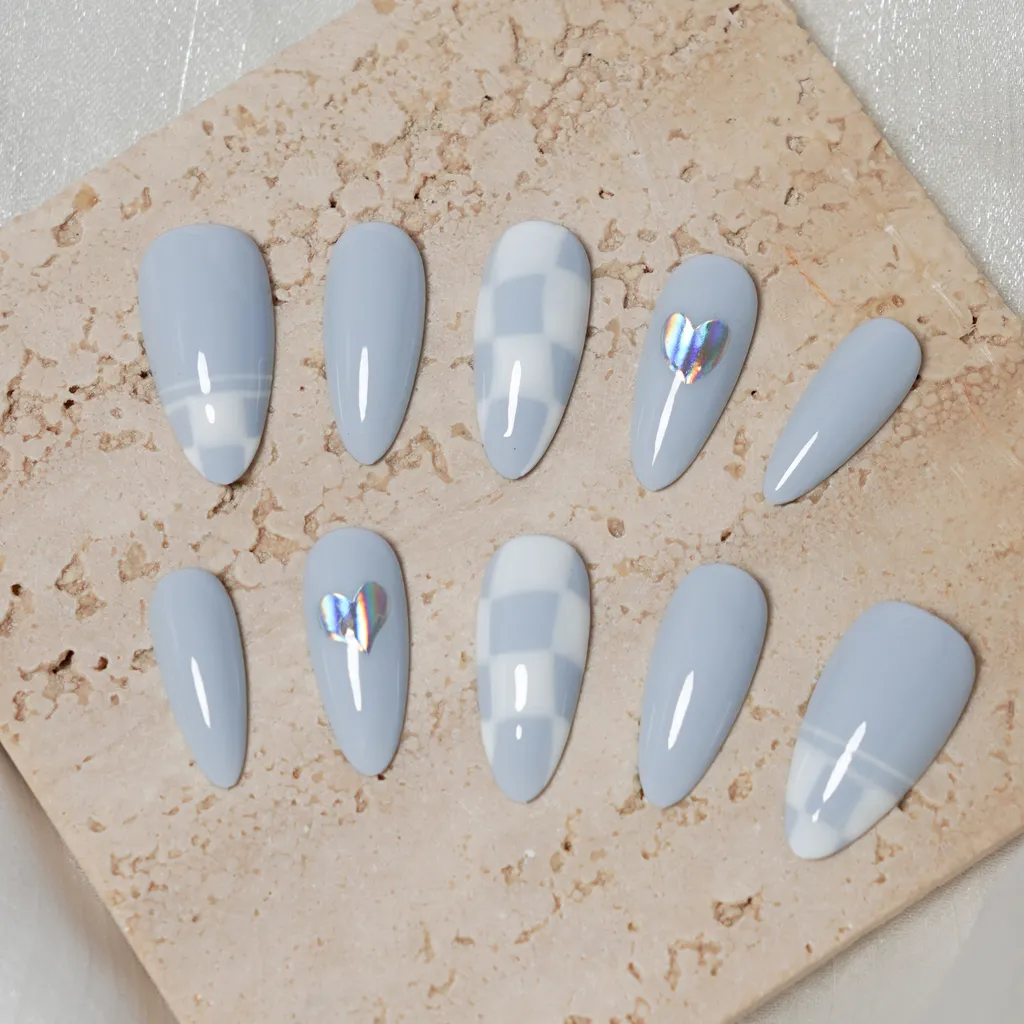 [M074] Nailbox xanh pastel vẽ họa tiết