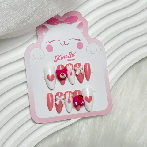 [M081] Nailbox hồng gấu dâu