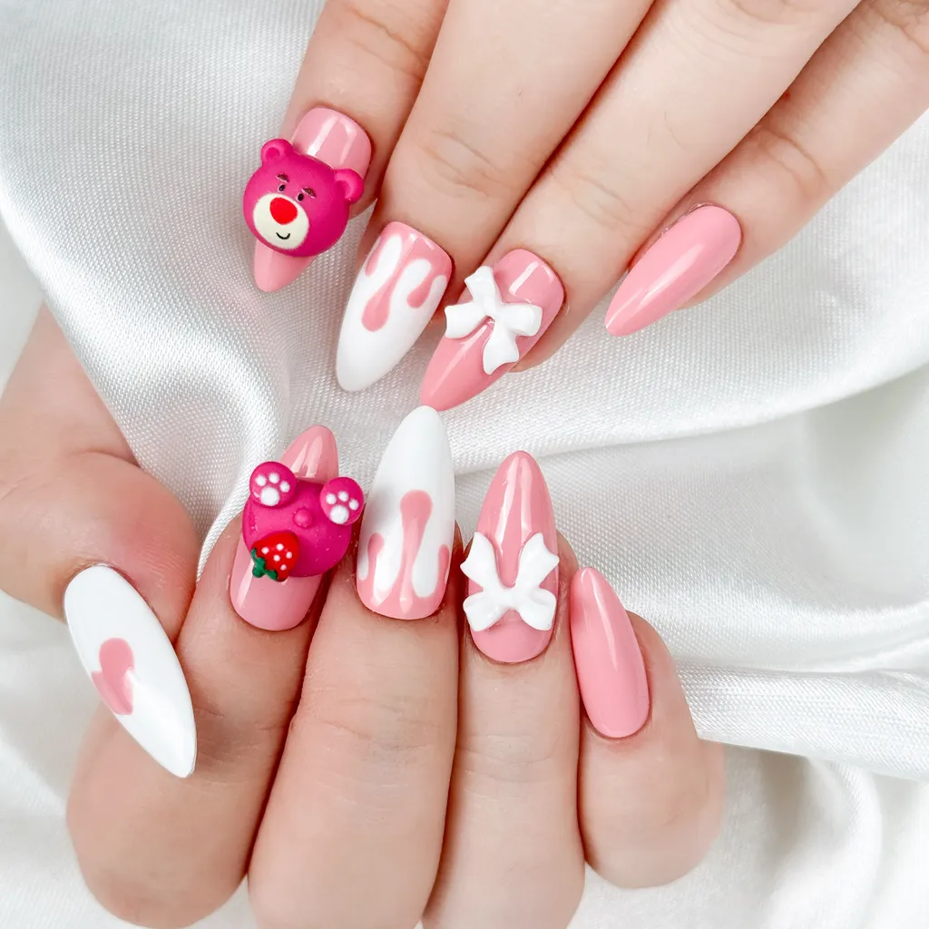 [M081] Nailbox hồng gấu dâu