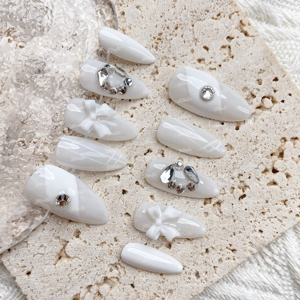 [M082] Nailbox charm nơ đính đá