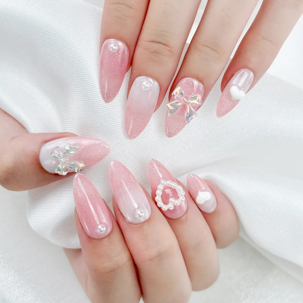 [M094] Nailbox thạch nhũ mix charm tiểu thư