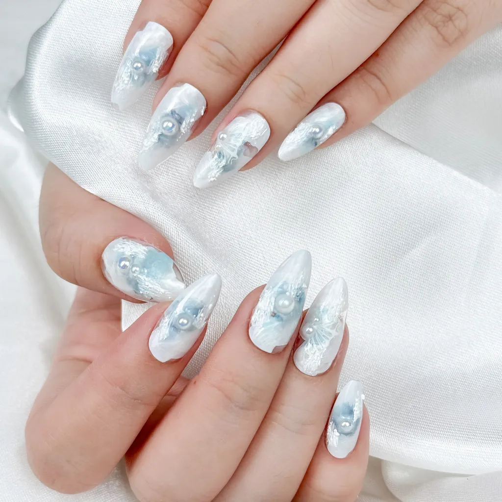 [M104] Nailbox thiết kế xanh loang ngọc trai