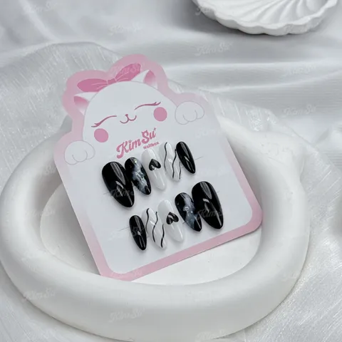 [M083] Nailbox đen loang nhũ