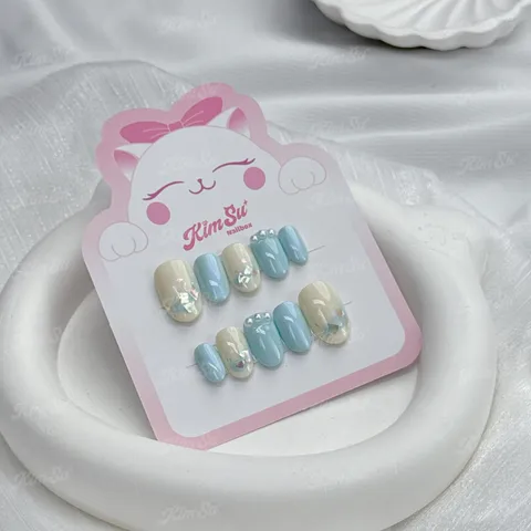[M085] Nailbox xanh tráng gương ẩn xà cừ