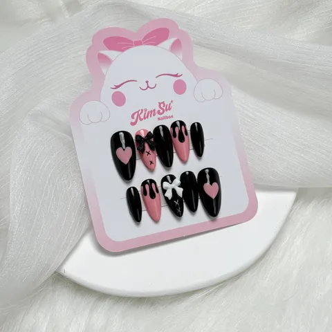 [M060] Nailbox sơn gel trắng đen phối họa tiết