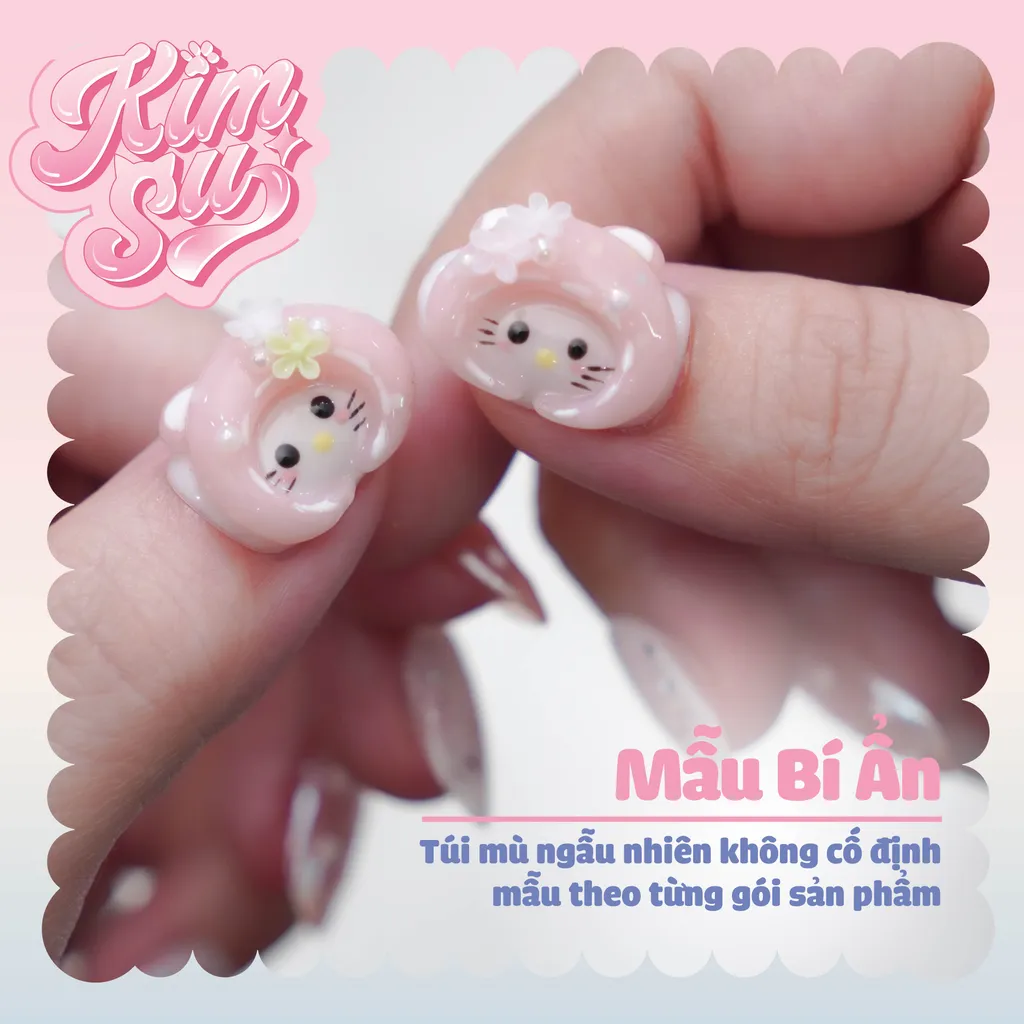 Túi mù Nailbox (02) Ngón cái- BST Hello Kitty gel nổi siêu xinh