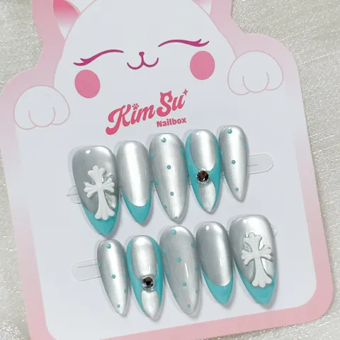 [M271] Nailbox Màu Tiffany Blue French Đầu Móng Siêu Xinh